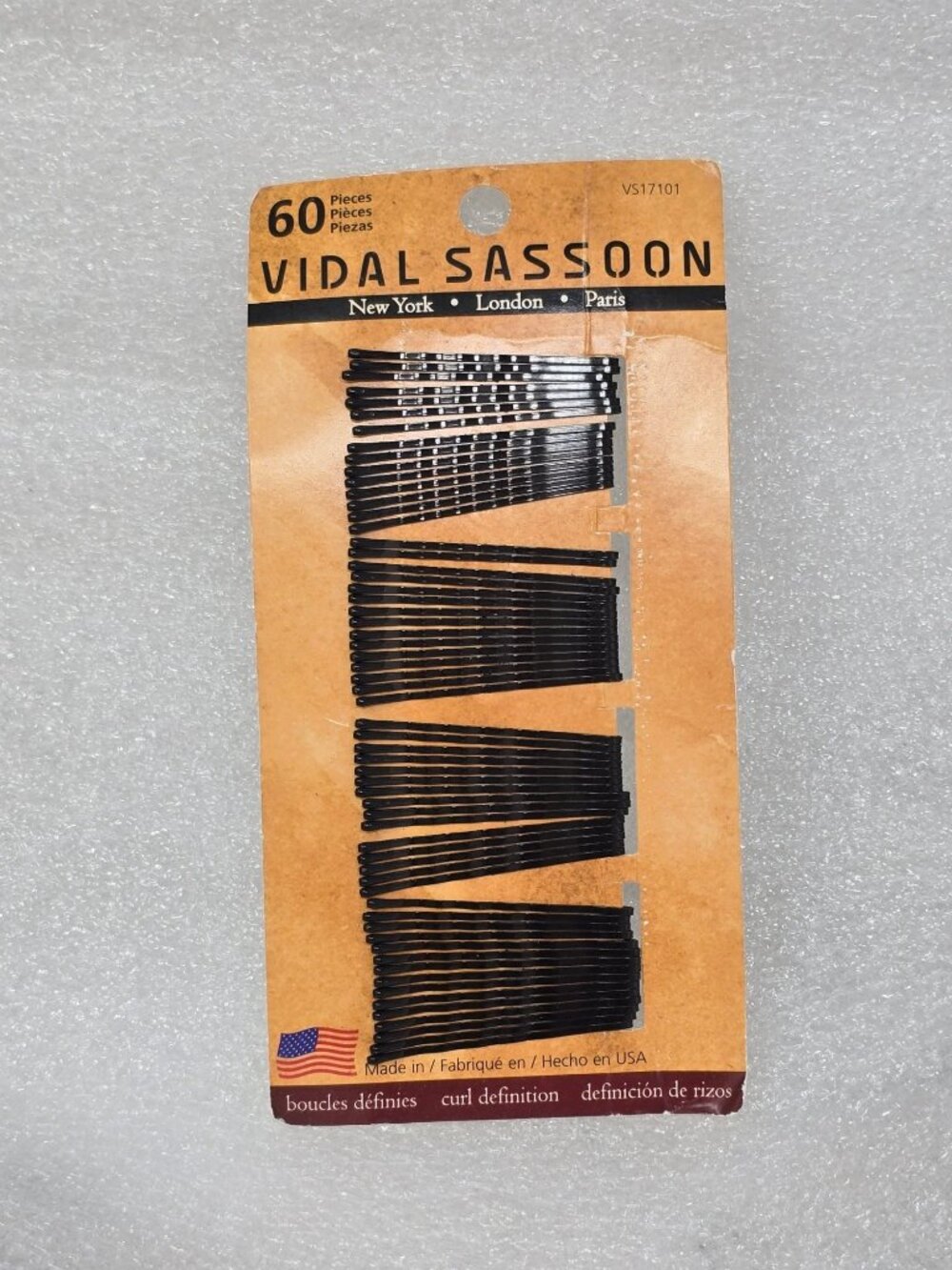 Vintage Vidal Sassoon 60-Piece Black Bobby Pins VS17101 Made In USA